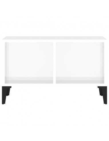 Tavolino Salotto Bianco Lucido 60x50x36,5 cm Legno Multistrato