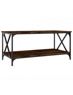 Tavolino Rovere Fumo 100x50x45 cm in Legno Multistrato e Ferro 2