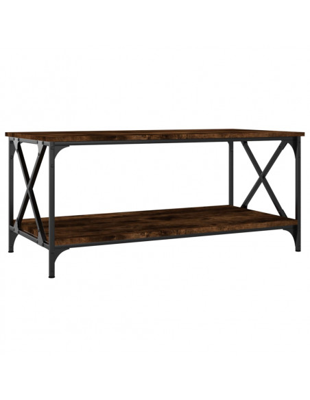 Tavolino Rovere Fumo 100x50x45 cm in Legno Multistrato e Ferro