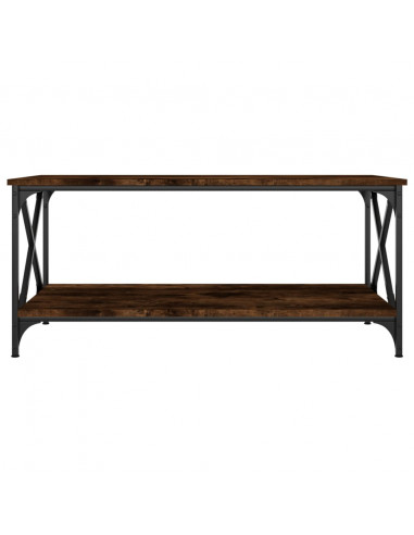 Tavolino Rovere Fumo 100x50x45 cm in Legno Multistrato e Ferro