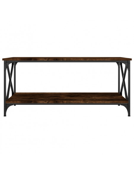 Tavolino Rovere Fumo 100x50x45 cm in Legno Multistrato e Ferro