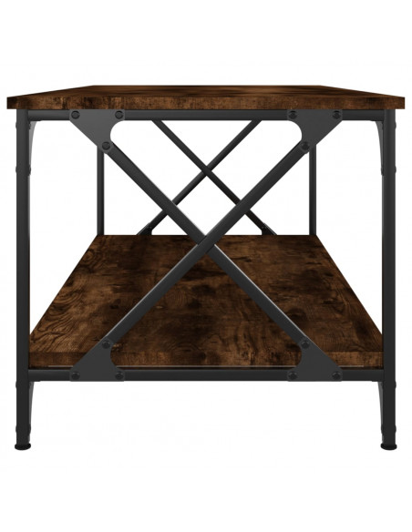 Tavolino Rovere Fumo 100x50x45 cm in Legno Multistrato e Ferro