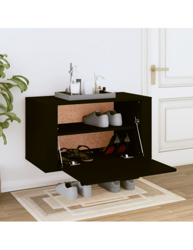 Scarpiera a Parete nero 70x35x38 cm Legno Multistrato