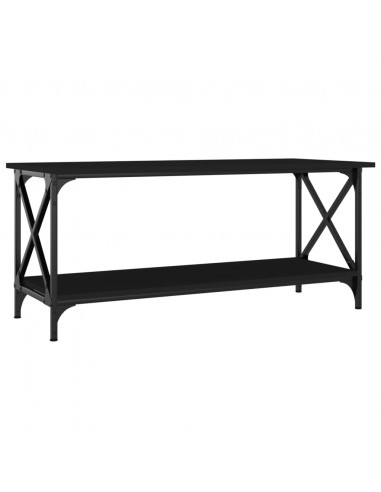 Tavolino da Salotto Nero 100x45x45 cm Legno Multistrato e Ferro