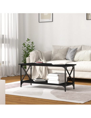Tavolino da Salotto Nero 100x45x45 cm Legno Multistrato e Ferro