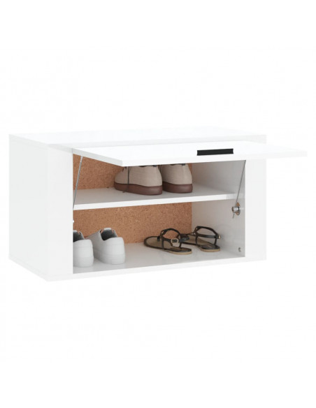 Scarpiera a Parete Bianco Lucido 70x35x38 cm Legno Multistrato
