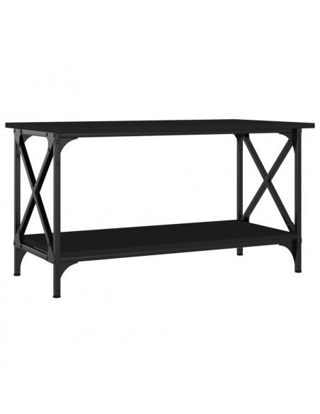 Tavolino da Salotto Nero 80x45x45 cm Legno Multistrato e Ferro