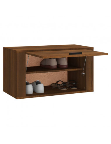 Scarpiera a Muro Rovere Marrone 70x35x38 cm Legno Massello Pino