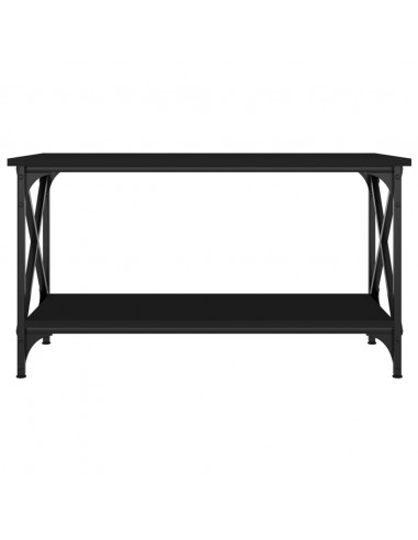 Tavolino da Salotto Nero 80x45x45 cm Legno Multistrato e Ferro