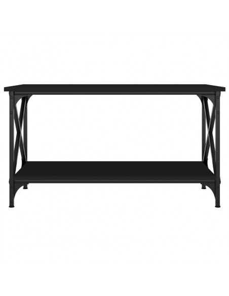 Tavolino da Salotto Nero 80x45x45 cm Legno Multistrato e Ferro