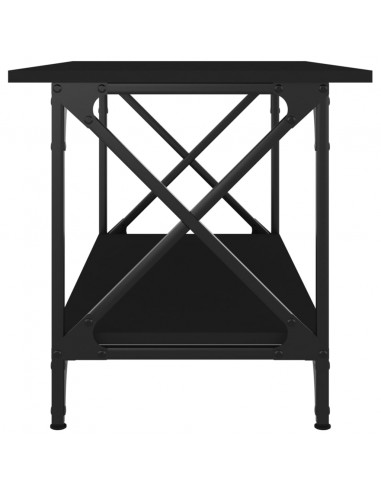 Tavolino da Salotto Nero 80x45x45 cm Legno Multistrato e Ferro