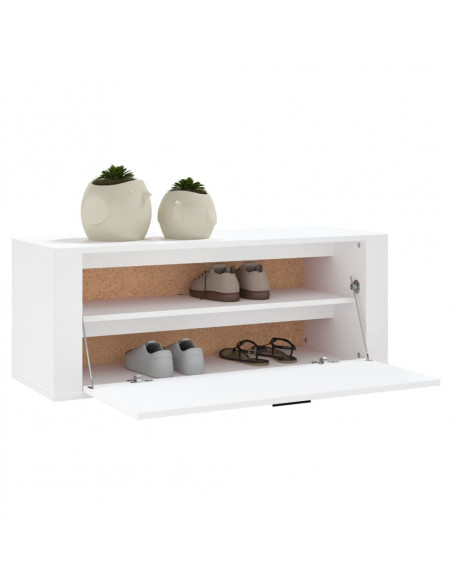 Scarpiera a Muro Bianca 100x35x38 cm in Legno Multistrato