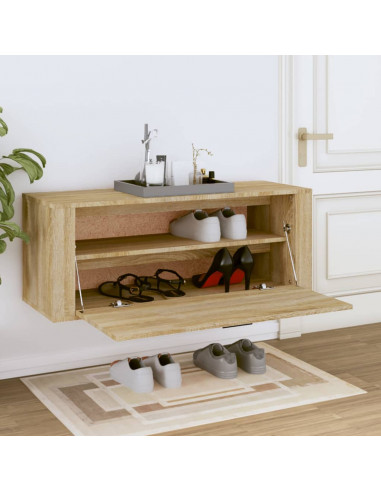 Scarpiera a Muro Rovere Sonoma 100x35x38cm in Legno Multistrato