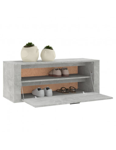 Scarpiera a Muro Grigio Cemento100x35x38cm in Legno Multistrato