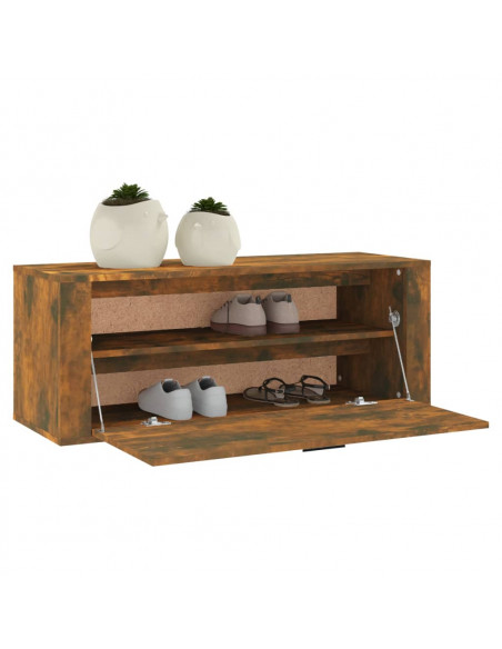 Scarpiera a Muro rovere fumo 100x35x38cm in Legno Multistrato