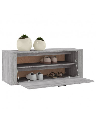 Scarpiera a Muro Grigio Sonoma 100x35x38cm in Legno Multistrato