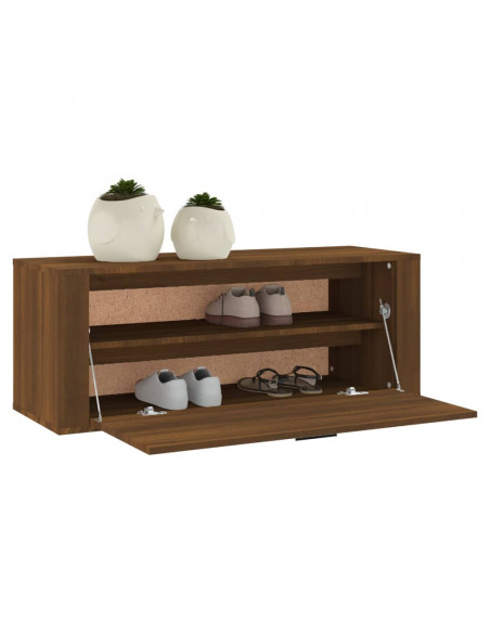 Scarpiera a Muro Rovere Marrone100x35x38cm in Legno Multistrato