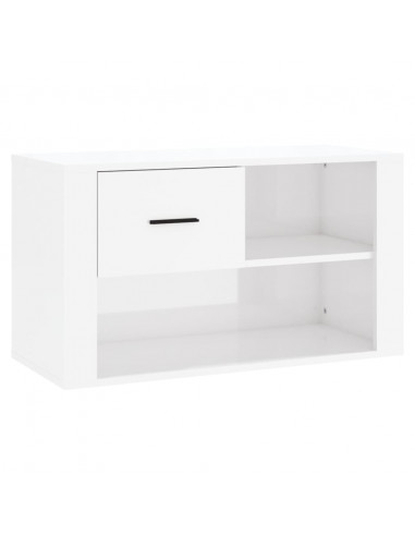 Scarpiera Bianco Lucido 80x35x45 cm in Legno Multistrato