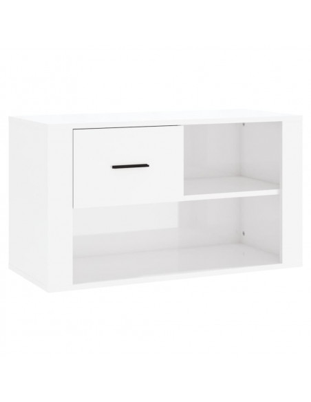 Scarpiera Bianco Lucido 80x35x45 cm in Legno Multistrato