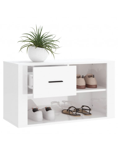 Scarpiera Bianco Lucido 80x35x45 cm in Legno Multistrato