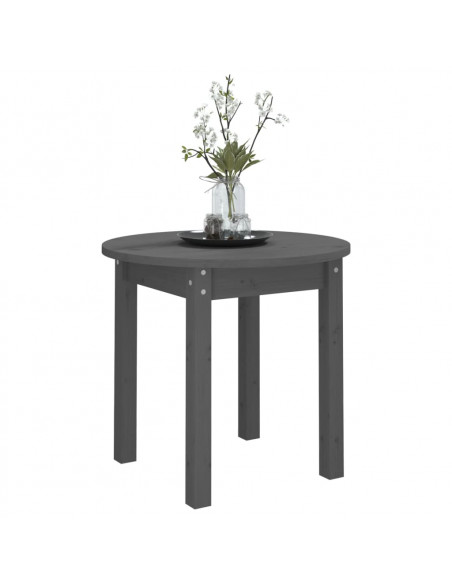 Tavolino da Salotto Grigio Ø 45x40 cm in Legno Massello di Pino