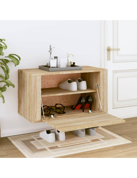 Scarpiera a Parete Rovere Sonoma 70x35x38 cm Legno Multistrato