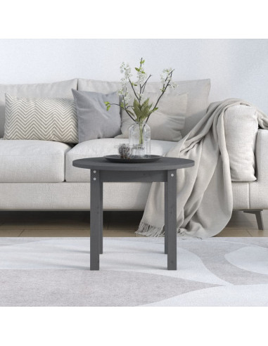 Tavolino da Salotto Grigio Ø 55x45 cm in Legno Massello di Pino