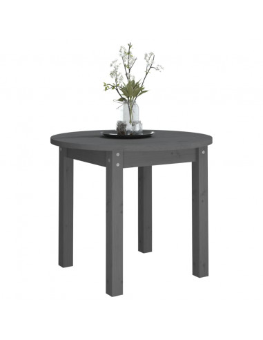 Tavolino da Salotto Grigio Ø 55x45 cm in Legno Massello di Pino