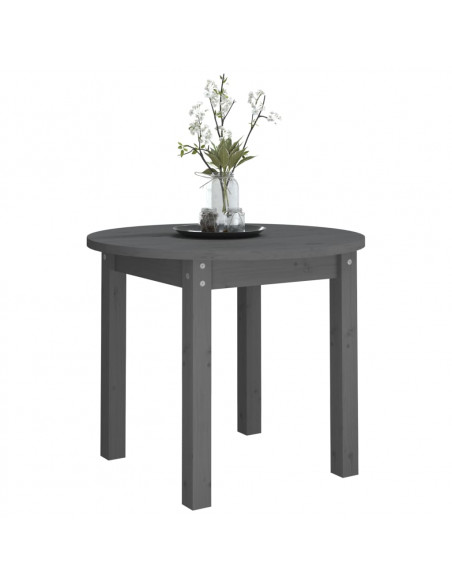 Tavolino da Salotto Grigio Ø 55x45 cm in Legno Massello di Pino