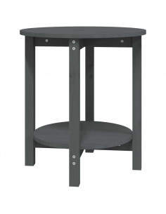 Tavolino da Salotto Grigio Ø 55x60 cm in Legno Massello di Pino 2