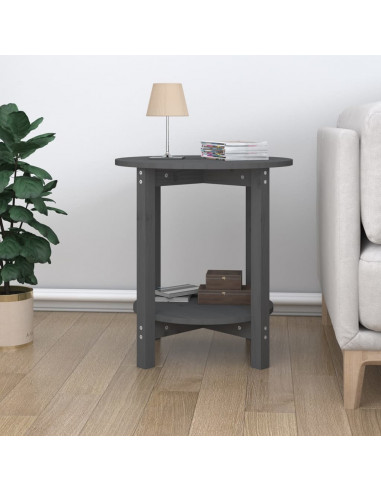 Tavolino da Salotto Grigio Ø 55x60 cm in Legno Massello di Pino