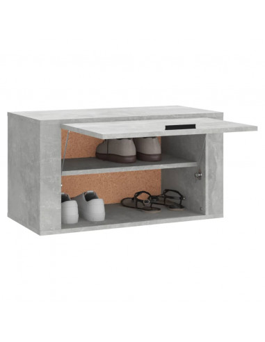 Scarpiera a Parete Grigio Cemento 70x35x38 cm Legno Multistrato