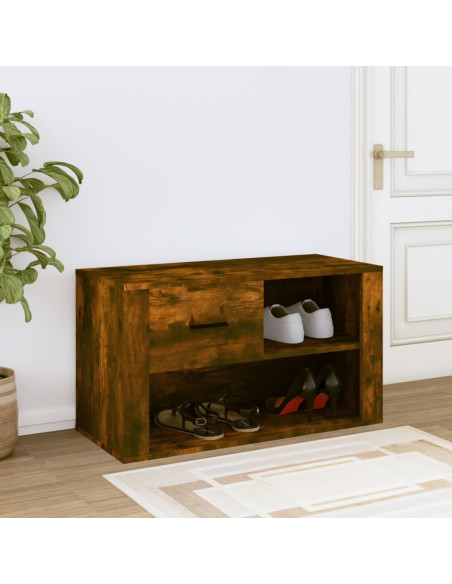 Scarpiera Rovere Fumo 80x35x45 cm in Legno Multistrato