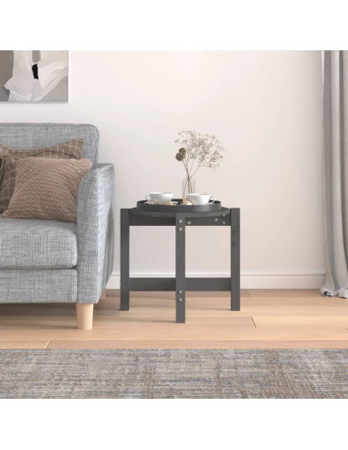 Tavolino da Salotto Grigio Ø 52,5x45 cm Legno Massello di Pino