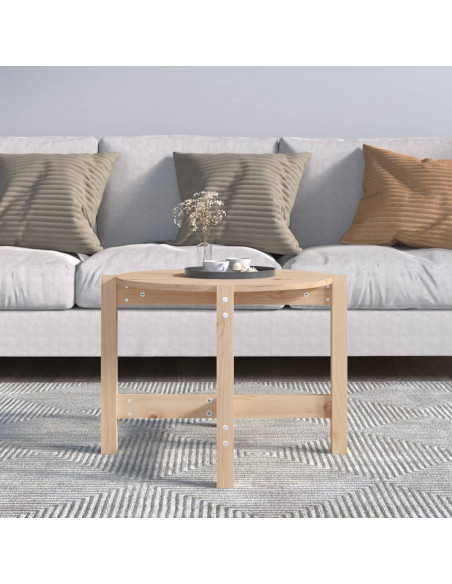 Tavolino da Salotto Ø 62,5x45 cm in Legno Massello di Pino