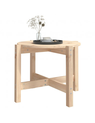 Tavolino da Salotto Ø 62,5x45 cm in Legno Massello di Pino