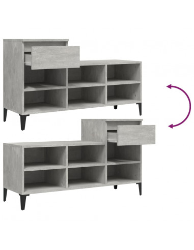 Scarpiera Grigio Cemento 102x36x60 cm in Legno Multistrato