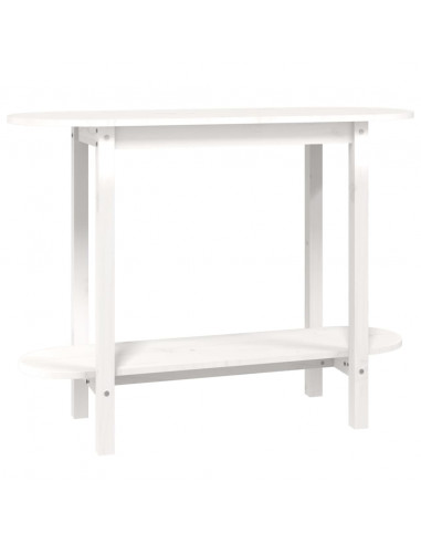 Tavolo Consolle Bianco 110x40x80 cm in Legno Massello di Pino