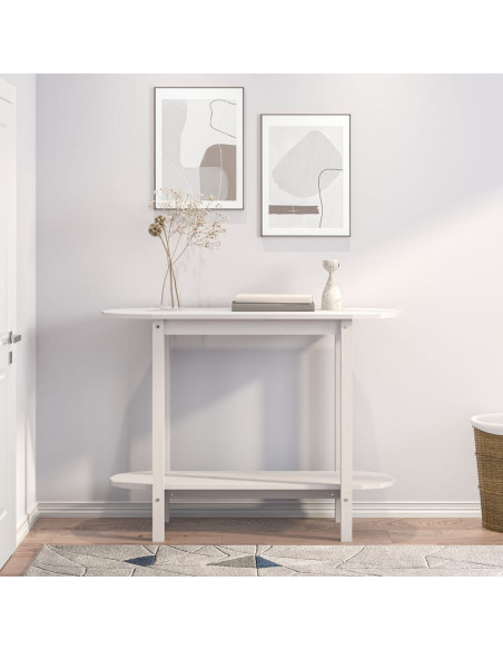 Tavolo Consolle Bianco 110x40x80 cm in Legno Massello di Pino