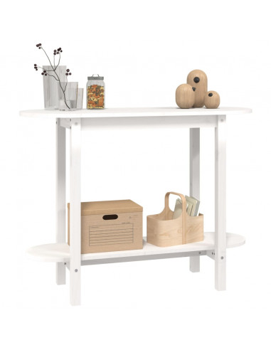 Tavolo Consolle Bianco 110x40x80 cm in Legno Massello di Pino