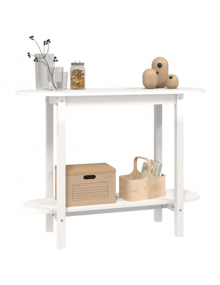 Tavolo Consolle Bianco 110x40x80 cm in Legno Massello di Pino