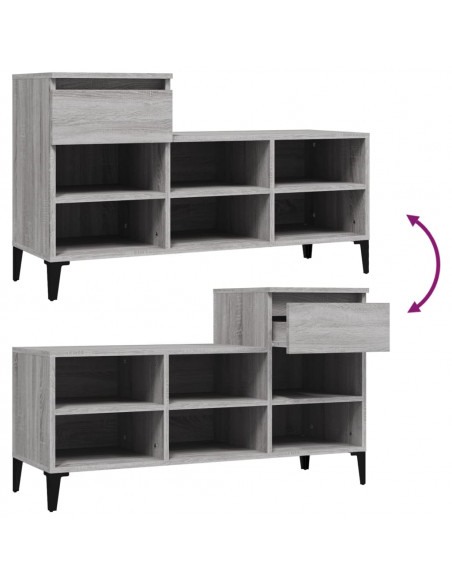 Scarpiera Grigio Sonoma 102x36x60 cm in Legno Multistrato