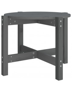 Tavolino da Salotto Grigio Ø 62,5x45 cm Legno Massello di Pino 2