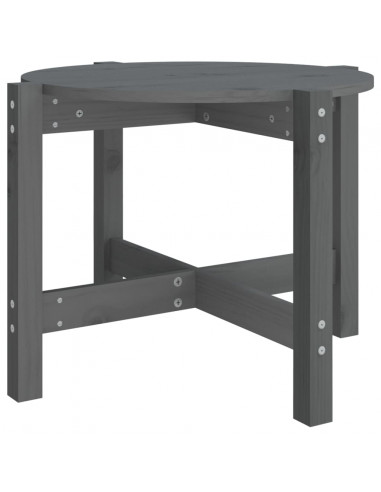 Tavolino da Salotto Grigio Ø 62,5x45 cm Legno Massello di Pino