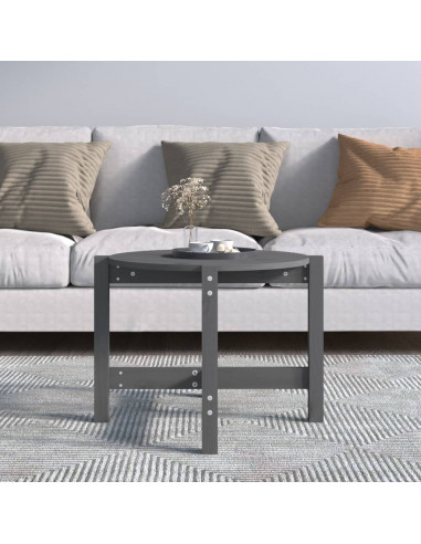 Tavolino da Salotto Grigio Ø 62,5x45 cm Legno Massello di Pino