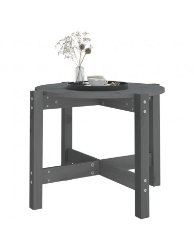 Tavolino da Salotto Grigio Ø 62,5x45 cm Legno Massello di Pino
