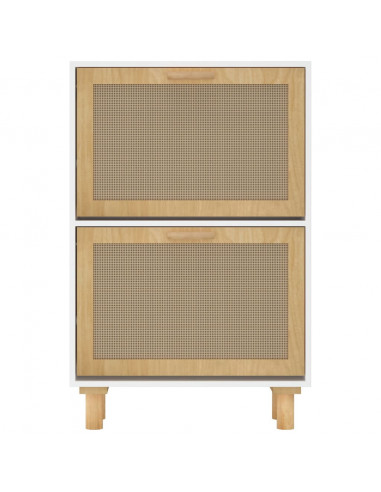 Scarpiera Bianca 52x25x80cm Legno Multistrato e Rattan Naturale
