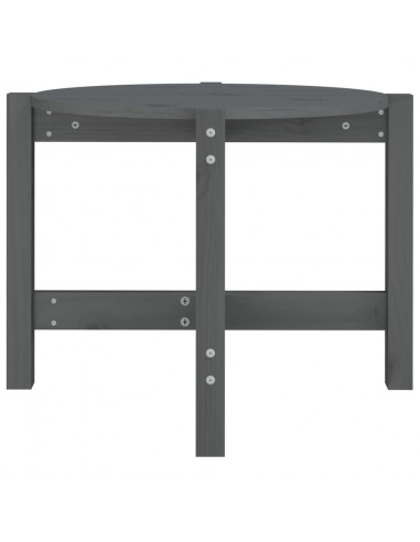 Tavolino da Salotto Grigio Ø 62,5x45 cm Legno Massello di Pino