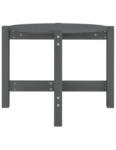 Tavolino da Salotto Grigio Ø 62,5x45 cm Legno Massello di Pino
