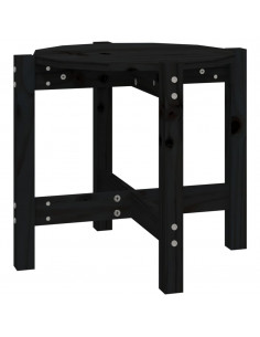 Tavolino da Salotto Nero Ø 52,5x45 cm in Legno Massello di Pino 2